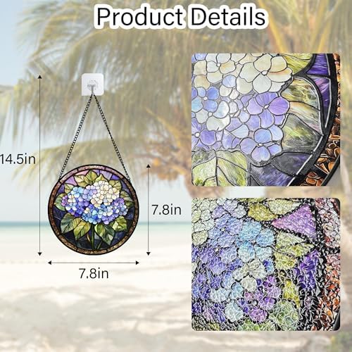 DASTOLL Stained Glass Window Hanging 78 in