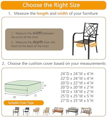 Oslimea 4 Pack 22x20x4 Inch Outdoor Cushion Covers Dark Grey
