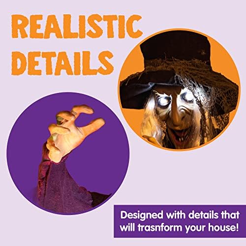 JOYIN 72 Inch Halloween Witch Decor Light Up Sound Activated