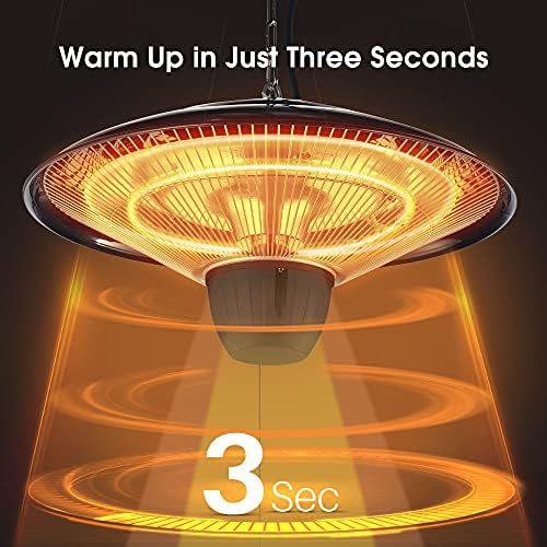TRUSTECH 1500W Hanging Patio Heater with 3s Fast Heating and IP34 Waterproof