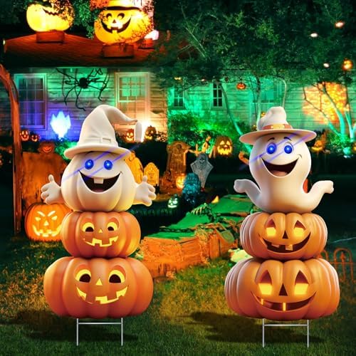 2Pcs 40FT Ghost Halloween Decorations with Stakes