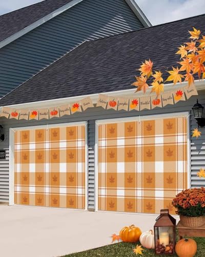 Thanksgiving Garage Door Cover 7x8ft Maple Leaf Design