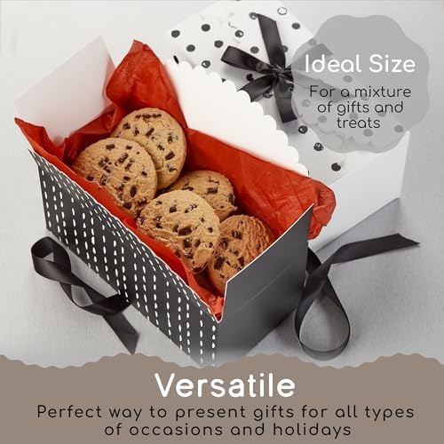 Small Black and White Gift Boxes with Lids and Ribbons 20 Pack 8x4