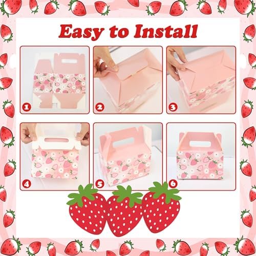 ZOYVUX 24Pcs Strawberry Gift Boxes Party Favors