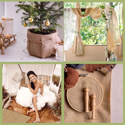 Buryeah 60 Inch x 50 ft Burlap Fabric Roll