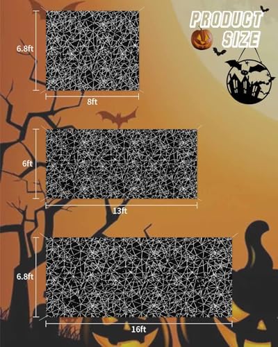 Scary Halloween Black Cobweb Garage Door Cover 7x8ft