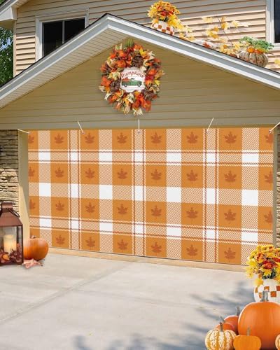 Thanksgiving Garage Door Cover 7x8ft Maple Leaf Design