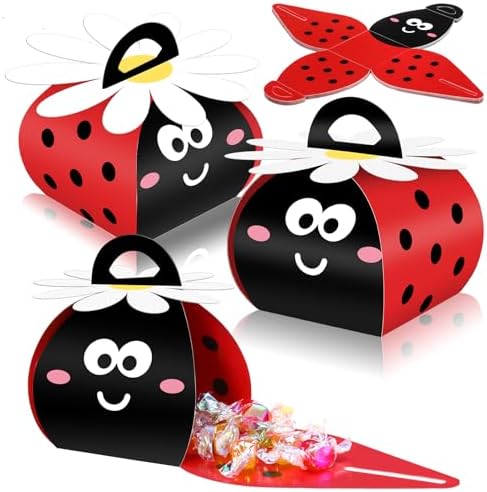 Humyoun 36 Pcs Ladybug Gift Boxes Party Favor Treat Bags