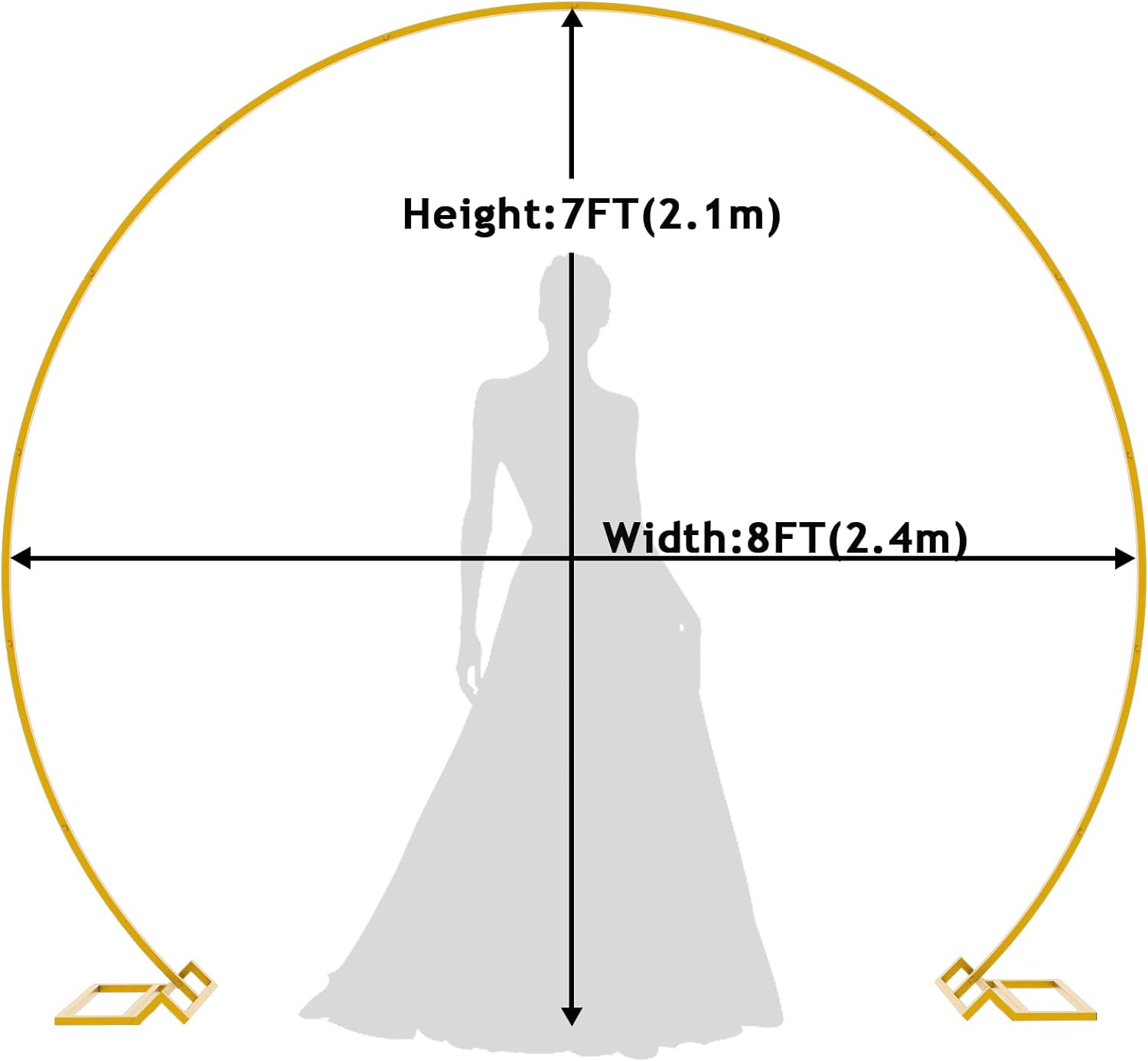 Wokceer 8FT Round Wedding Arch Stand with Gold Frame