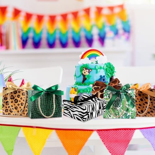 Eersida Safari Animal Print Gift Bags with Handles 36 Piece Set