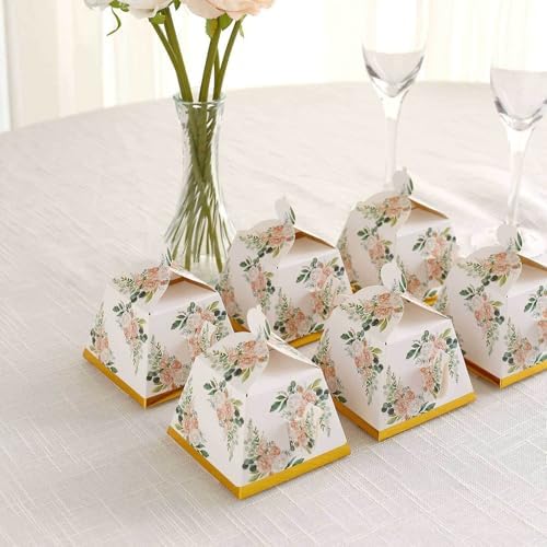 Efavormart 25 Pack Pink Peony Mini Teapot Gift Boxes with Gold Edge