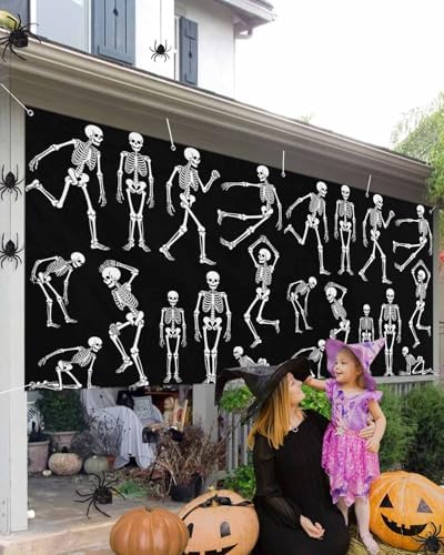 Happy Halloween Skeleton Skull Garage Door Cover 7x8ft