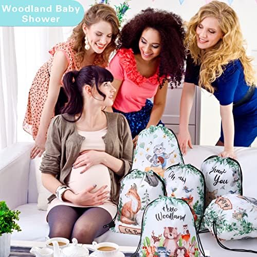 12Pcs Woodland Themed Drawstring Bags for Parties