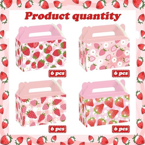 ZOYVUX 24Pcs Strawberry Gift Boxes Party Favors