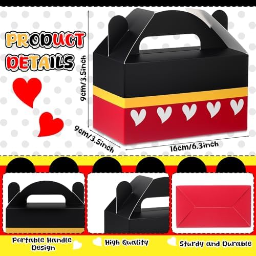 24 Cartoon Mouse Gift Bags with Handle for Birthday Party Favors