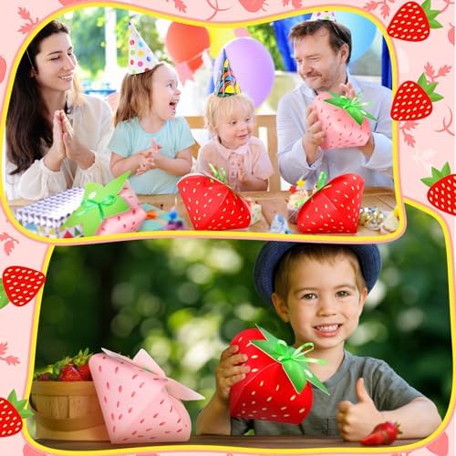 Fuyoooo 30 Pcs Strawberry Gift Boxes for Birthday Party Supplies