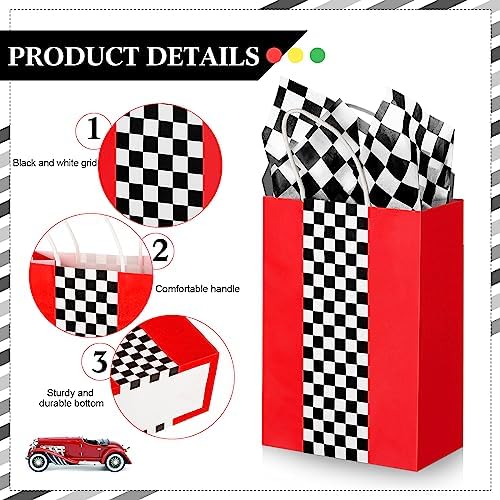 Glenmal 16 Pack Racing Car Gift Bags with Handles