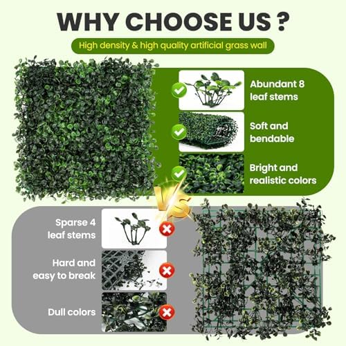 KASZOO Artificial Boxwood Hedge Wall Panels 12 Pack