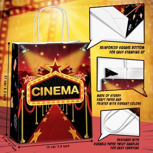 JOYGATHER 24 Pcs Movies Night Party Favor Bags with Handles