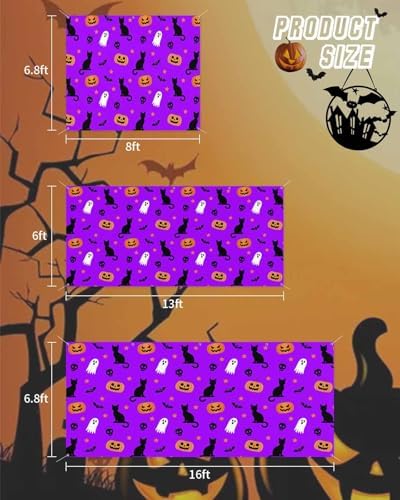 Halloween Ghost Pumpkin Garage Door Cover 7x8ft Purple