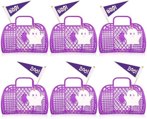 Gerrii 6 Pcs Halloween Boo Basket Treat Bags Party Favor