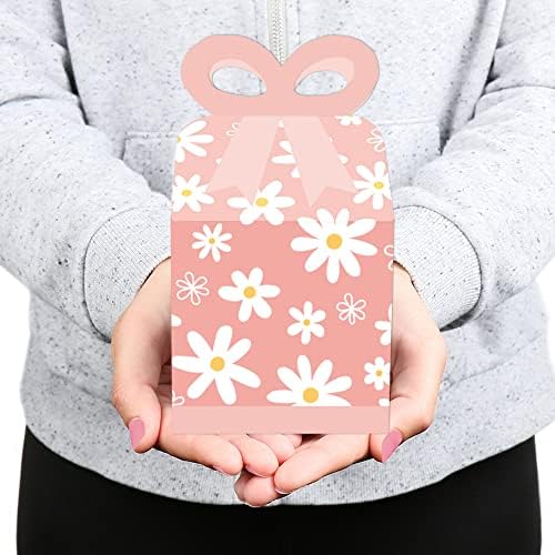Pink Daisy Flowers Square Gift Boxes Set of 12