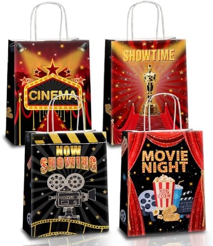 JOYGATHER 24 Pcs Movies Night Party Favor Bags with Handles