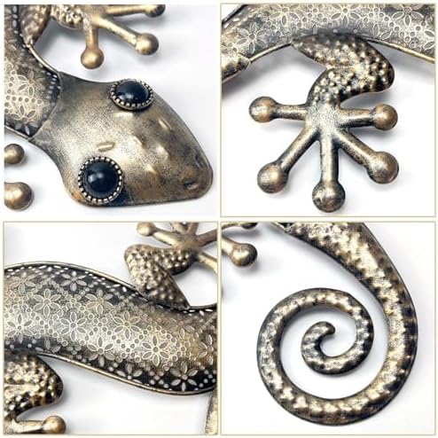 LIFFY Gecko Metal Wall Art 2 Pack 15 Inch Decor