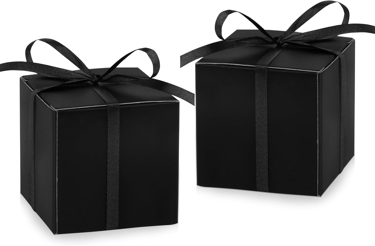 Hooqict 100pc Black Gift Boxes with Ribbons