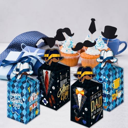 LOONELO Fathers Day Favor Boxes 12 Pcs Blue Cardboard Treat Gift Boxes
