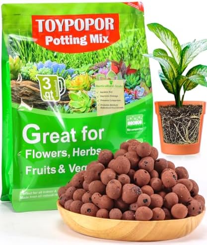 TOYPOPOR Leca Clay Pebbles for Plants 3 Quarts