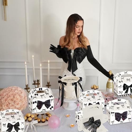 BACH AND BOUJEE 12 Piece Black Bow Party Boxes