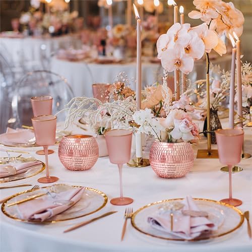 Rose Gold Mirror Disco Ball Vase Planter