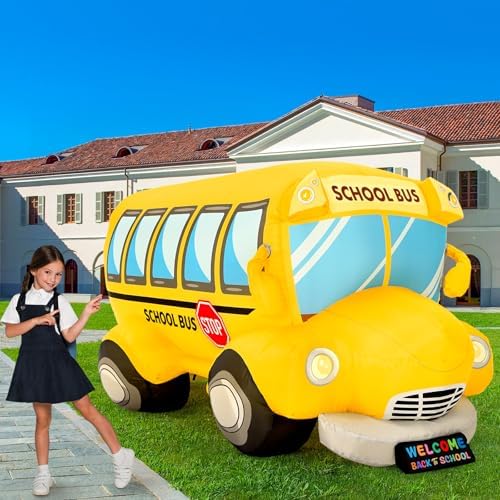 Honoson 5 ft Inflatable School Bus Decor with LED Lights
