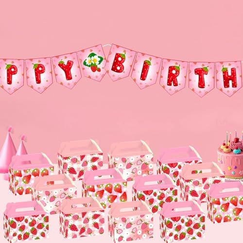 ZOYVUX 24Pcs Strawberry Gift Boxes Party Favors