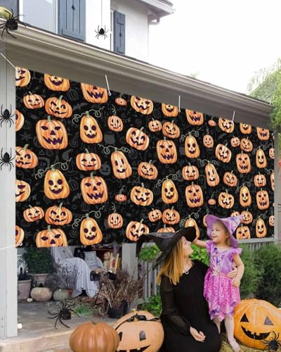 Halloween Pumpkin Ghost Face Garage Door Cover 7x8ft