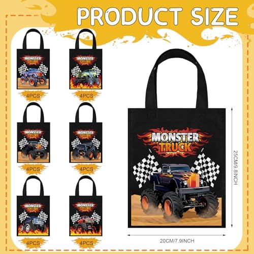 Ferraycle Truck Party Favor Bags with Handles 24 Pcs