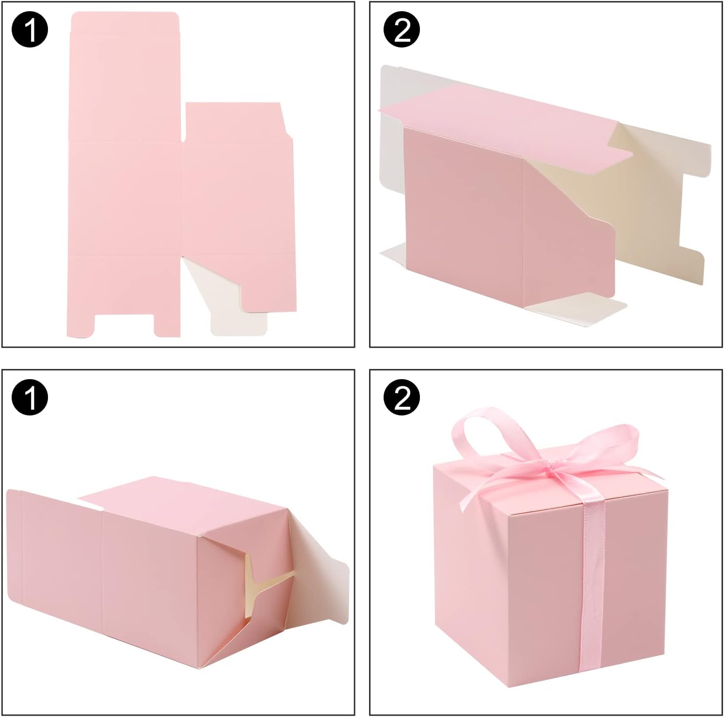COTOPHER 100pcs 2x2x2 Inch Pink Gift Boxes with Ribbons