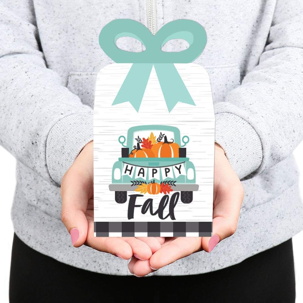 Big Dot of Happiness Happy Fall Truck Bow Boxes Set of 12