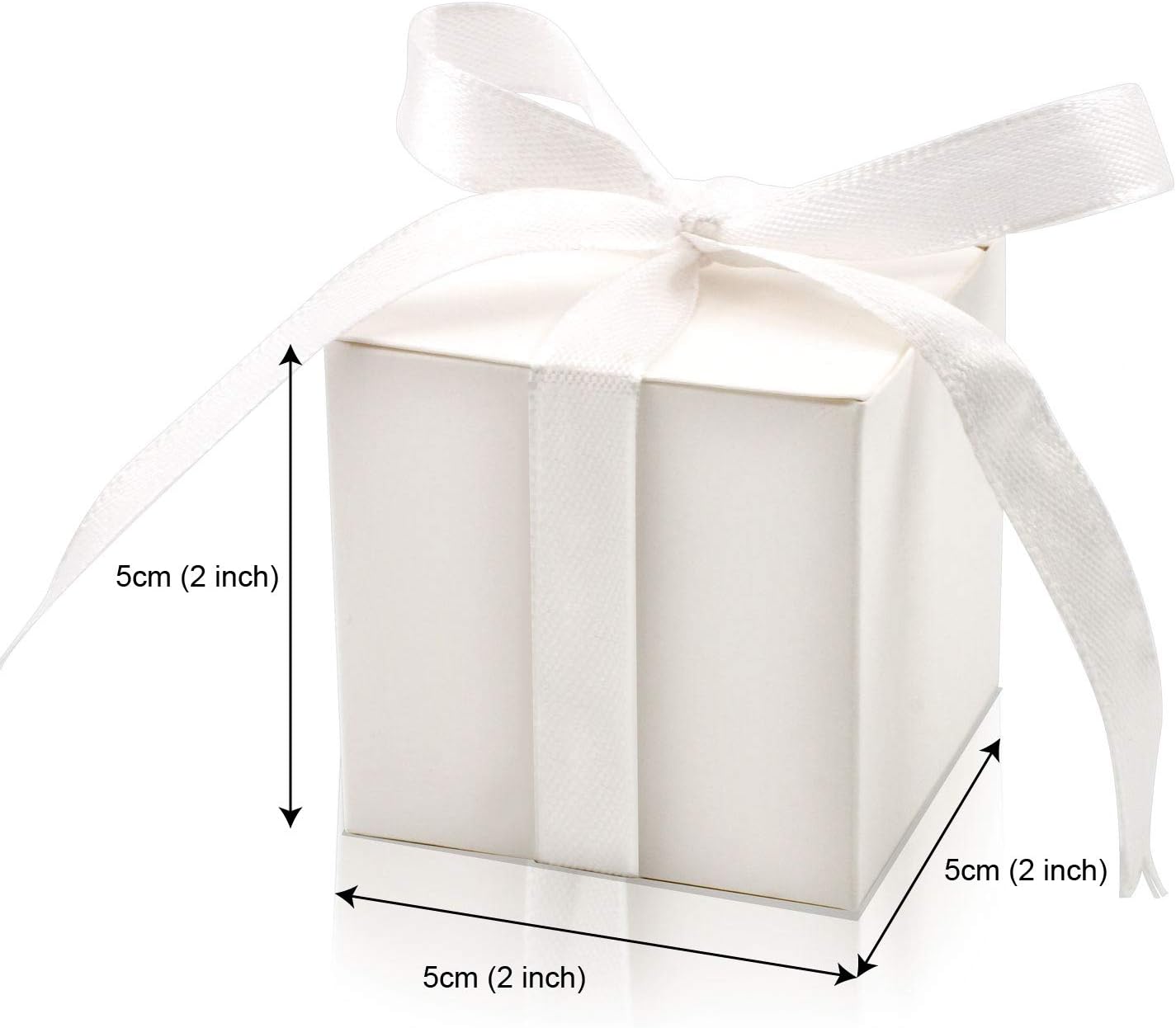 KPOSIYA 70 Pack Gift Boxes 2x2x2 Inch White with Ribbons