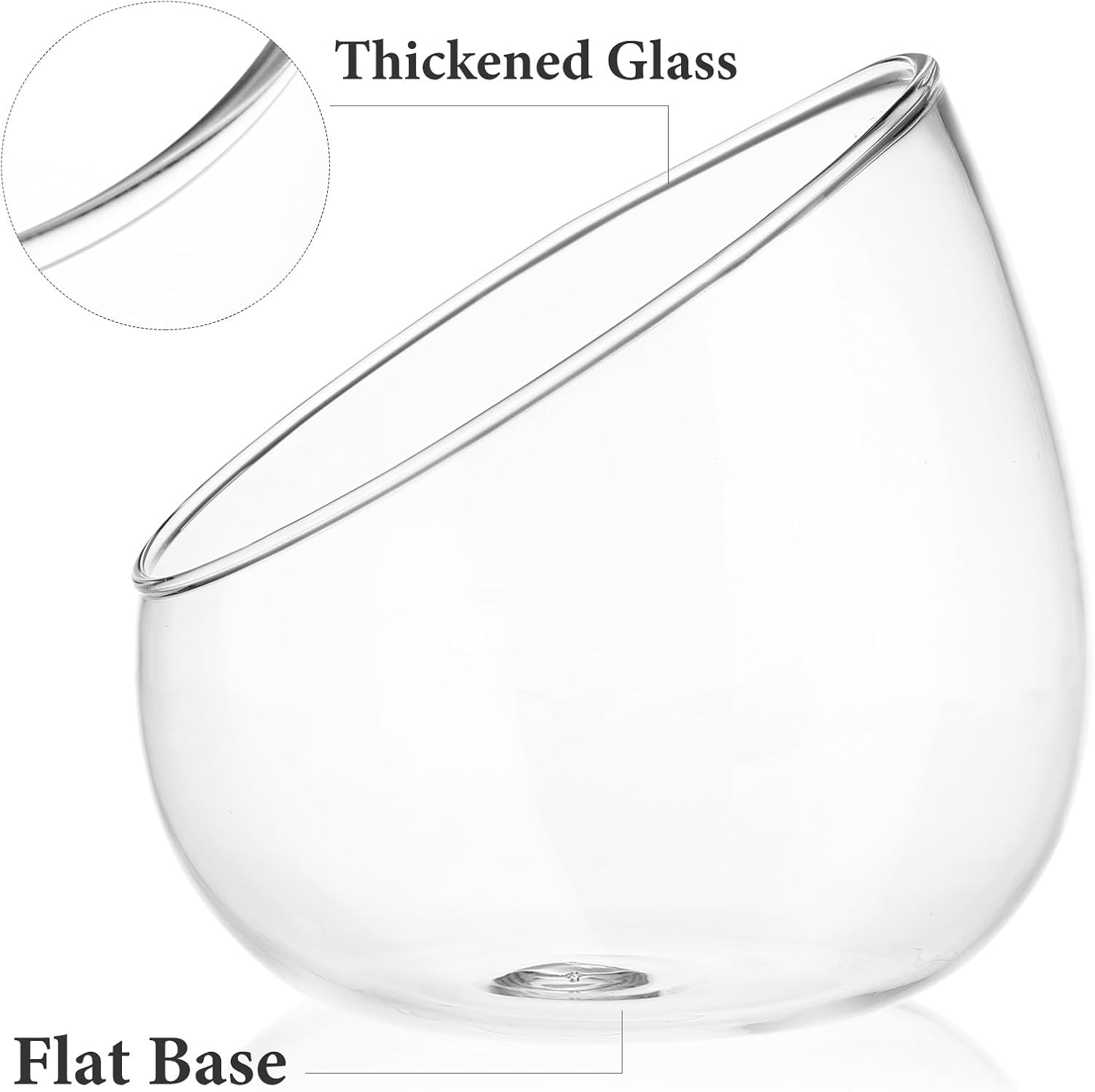 Angoily Slant Cut Glass Bowl Terrarium Container