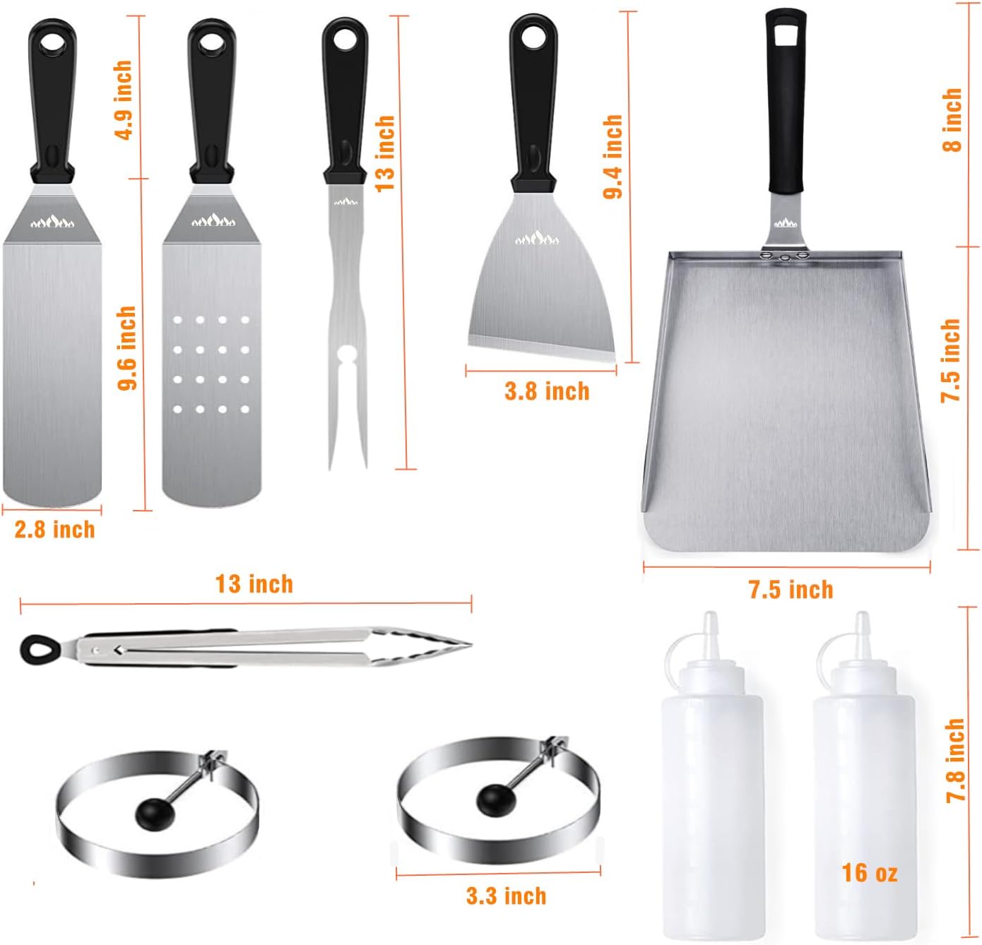 BBQMFG Griddle Accessory Kit 10-Piece BBQ Tool Set