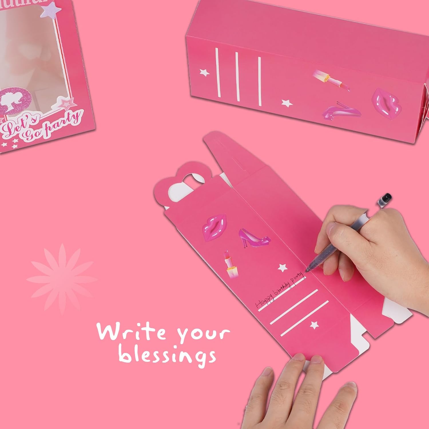 LANMAO 30pcs Pink Party Favor Boxes for Princess Parties