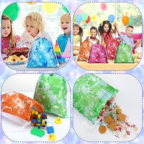 16 Pcs Tie Dye Bohemian Drawstring Bags