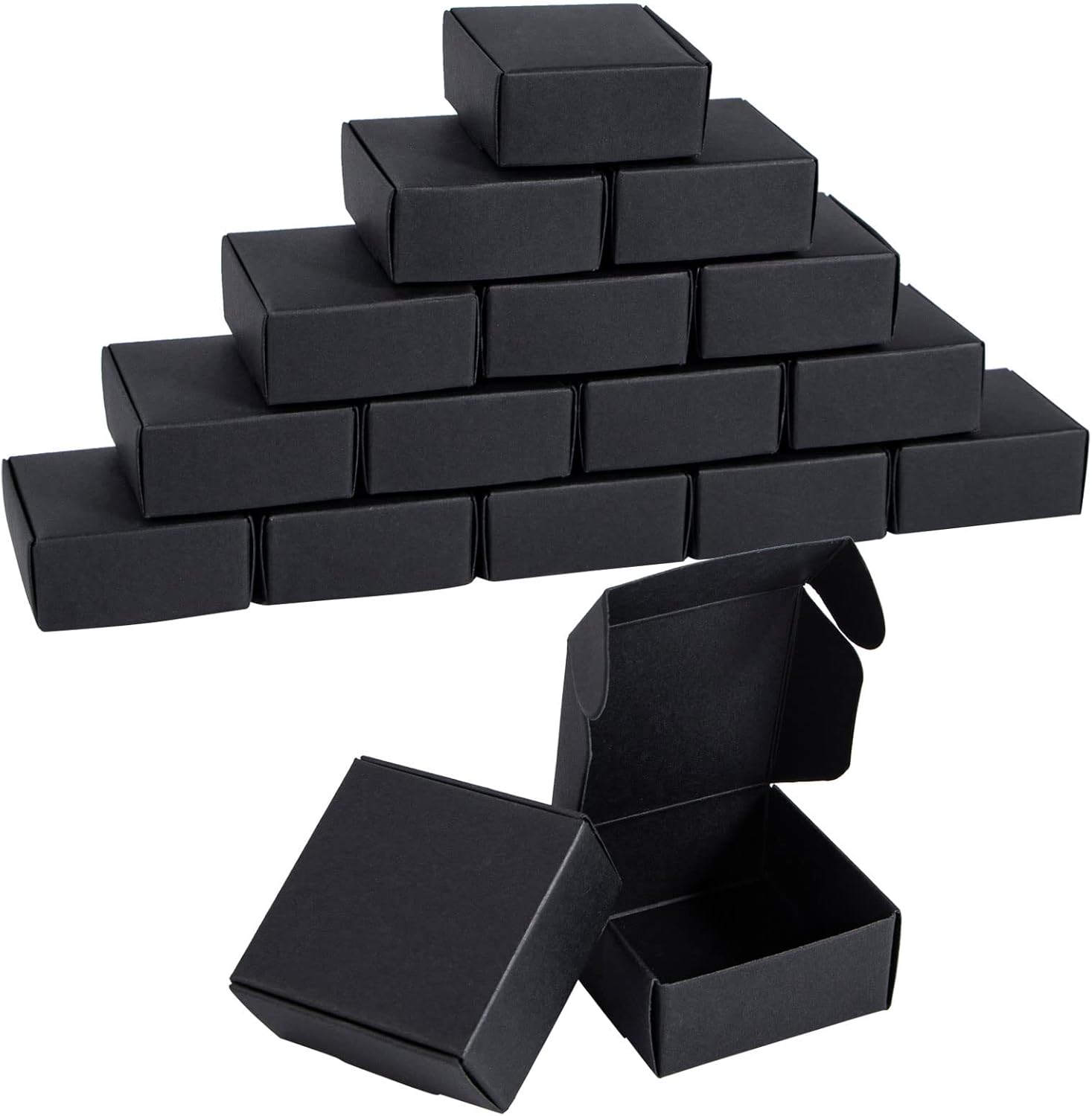 Nignya 100 Pcs Black Mini Gift Boxes Square Kraft Paper Favor Boxes