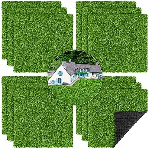 Aodaer 12 Pack Artificial Grass Mats for DIY Decoration