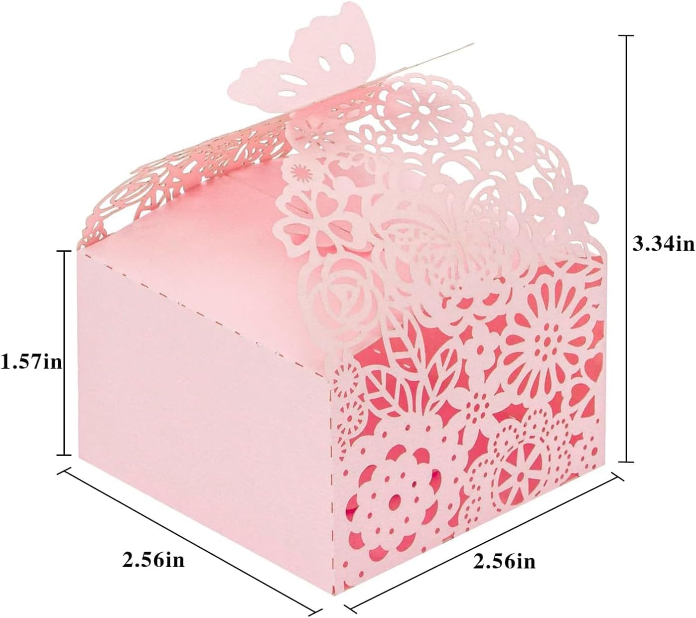 50pcs Pink Laser Cut Butterfly Favor Boxes
