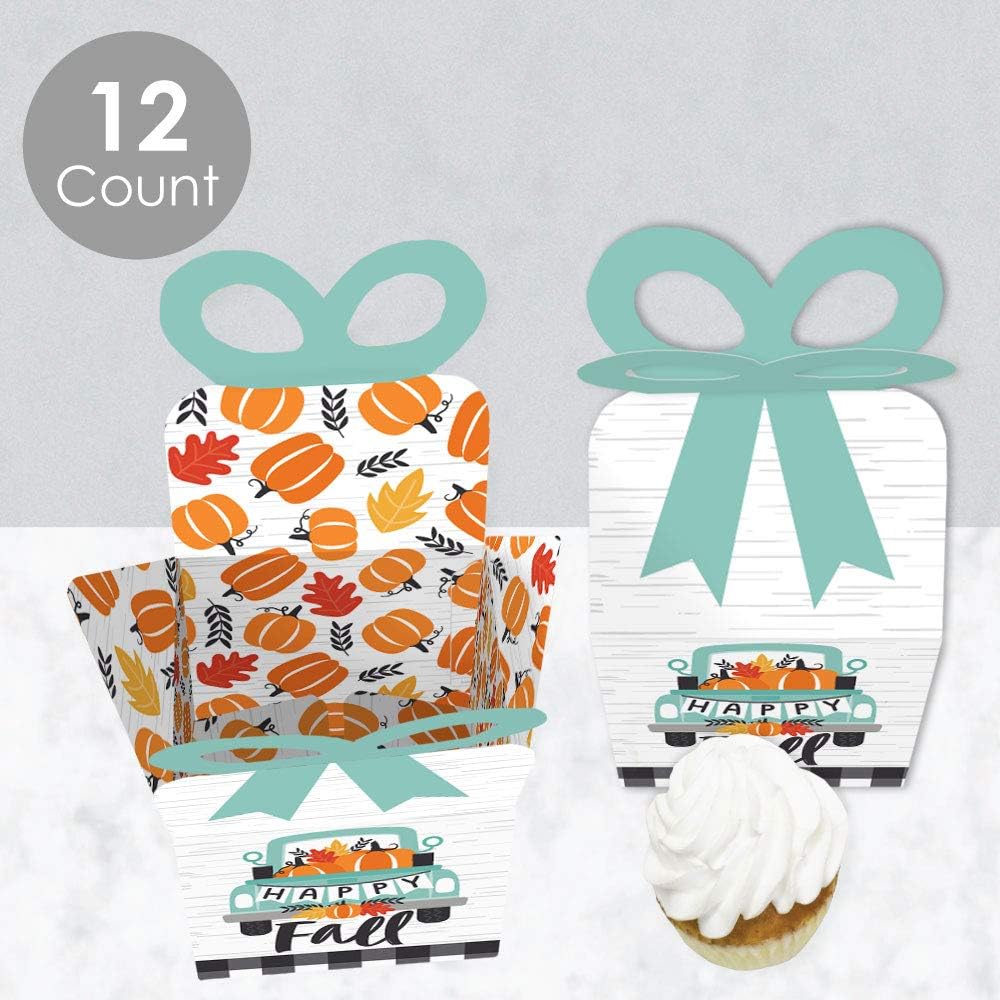 Big Dot of Happiness Happy Fall Truck Bow Boxes Set of 12