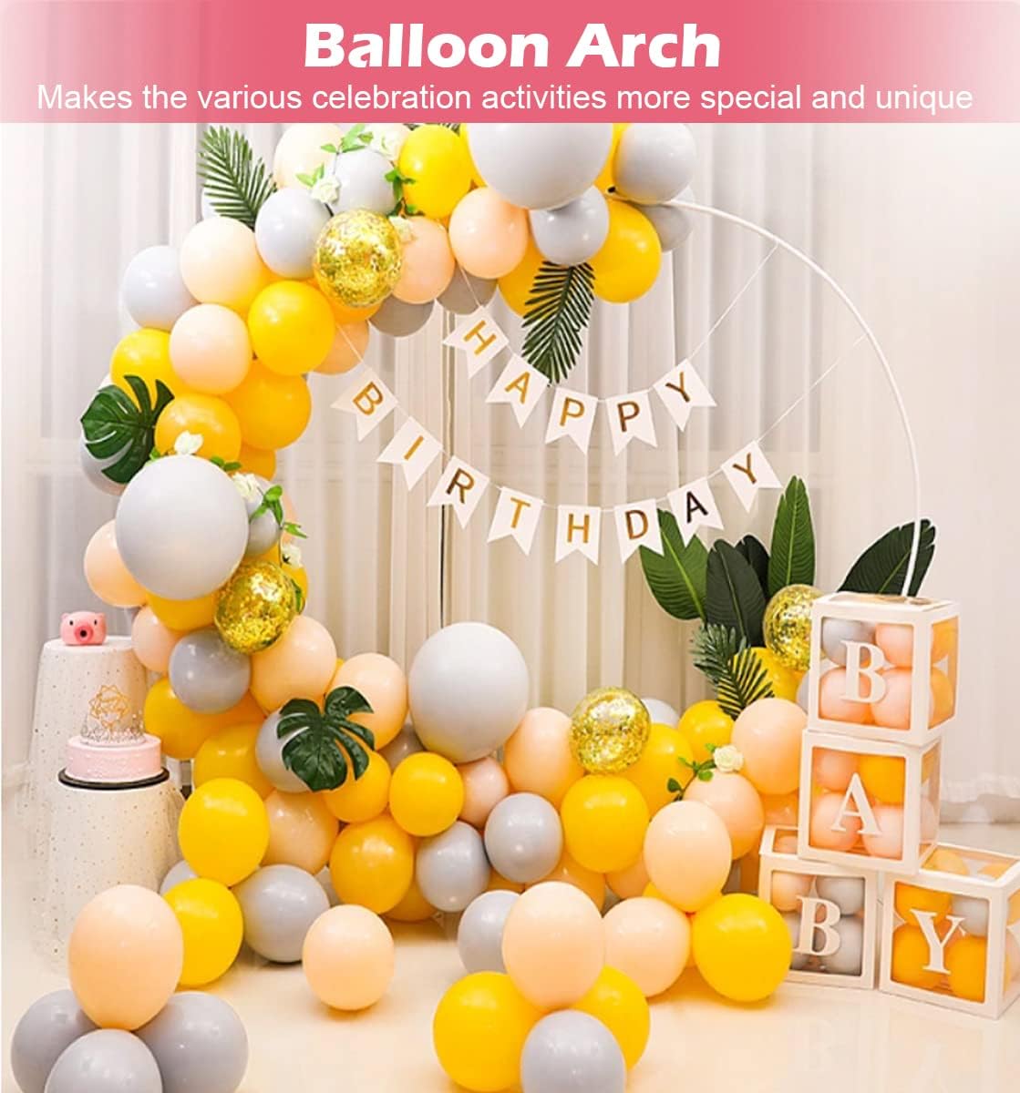Queension 7 Ft Metal Wedding Arch with Balloon Kit