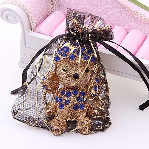 Stratalife 50PCS Black and Gold Organza Gift Bags